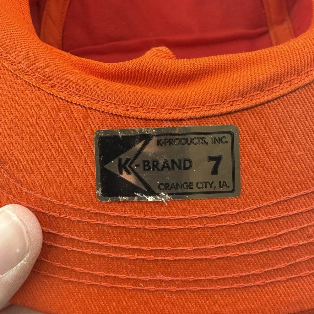 Vintage Golden Harvest Hat Cap Ear Flaps Trapper Orange Fitted 7 K-Brand - Picture 11 of 13